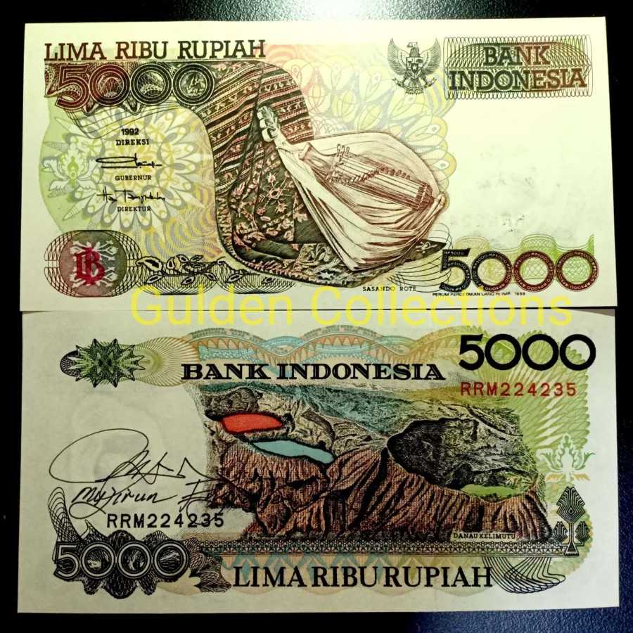 Sasando 5000 rupiah tandatangan asli pelukis uang ini mujirun engraver