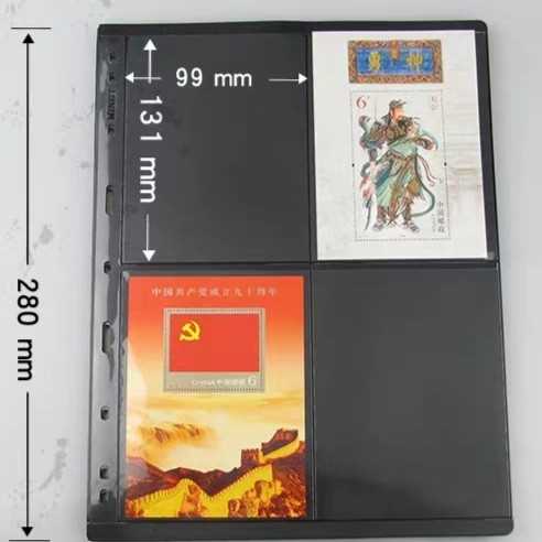 Refill uang perangko mingt hitam 4 kantong 田 vertikal bijian eceran