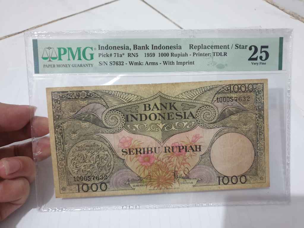 Bunga rp 1000 replacement 1huruf 1959 pmg 25
