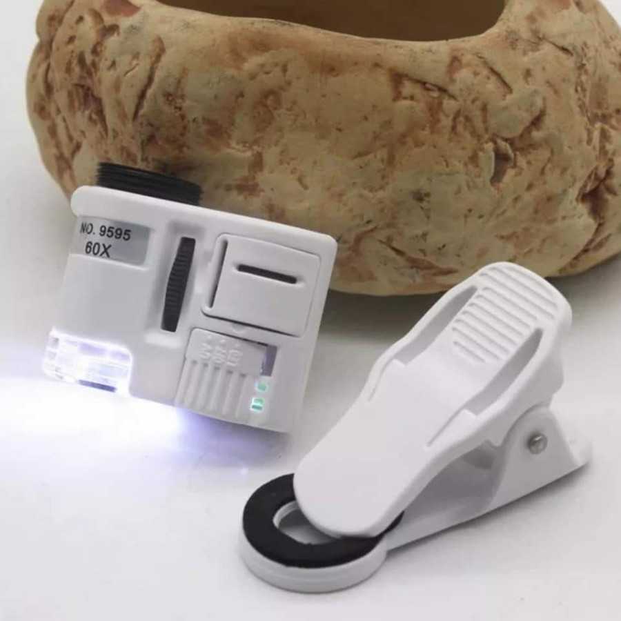 Kaca pembesar mikroskop Hp 60x uv ultraviolet led