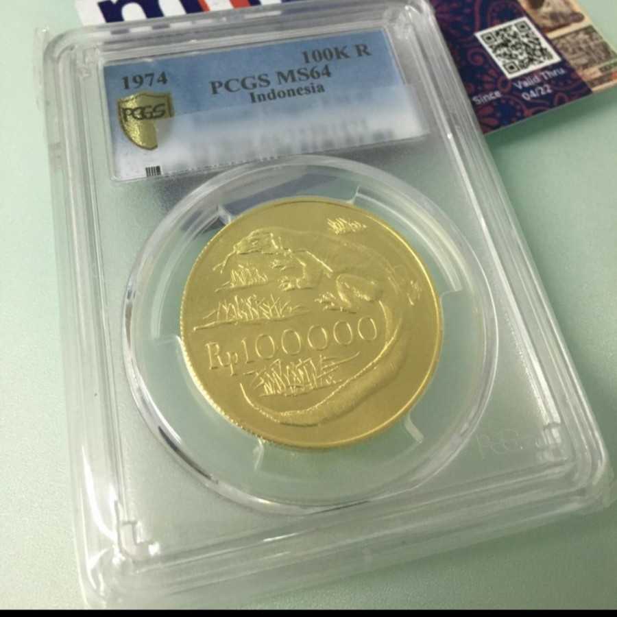 Koin mas Indonesia Pcgs komodo 64