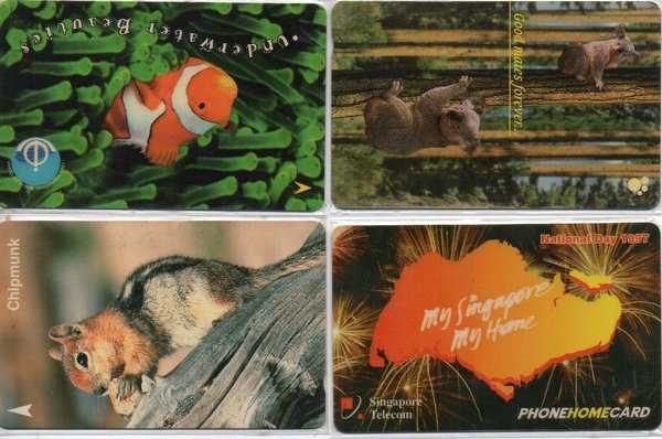 Lot 4 Pcs Kartu Telefon Telepon Singapore Bekas Sesuai Gambar