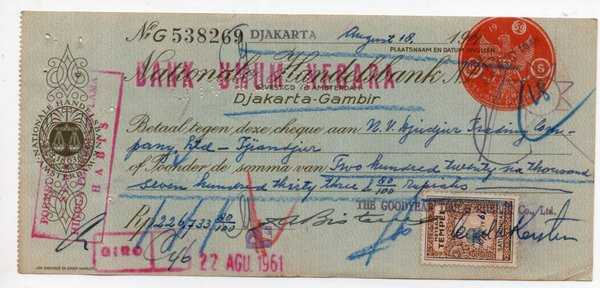 BL 711 Cek National handels Bank Cetak Tindih BNI