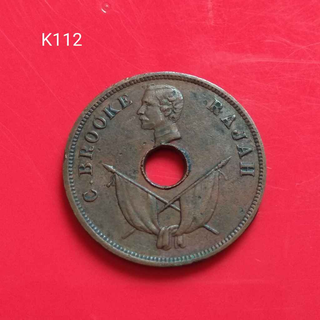 Uang Koin Kuno British Sarawak 1 Cent 1896 Brooke Rajah Copper coin k112