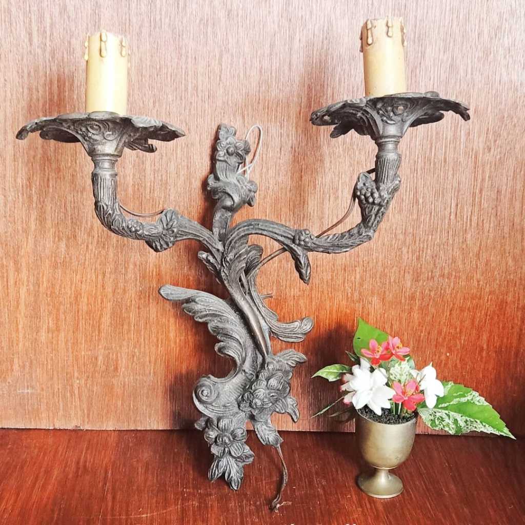 Lampu dinding model lilin Eropa ... Bahan Tin / Timah berat 1,2 kg