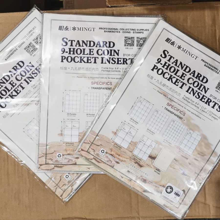Refill koin ngc kartu basket bening mingt 9 pocket kantong transparan