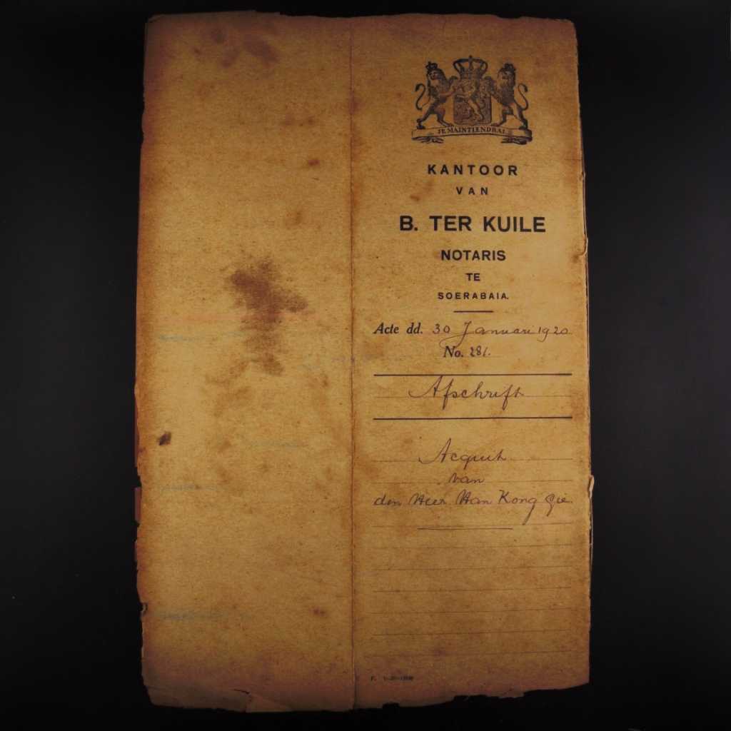 Koleksi Dokumen Akta Jual Beli Tanah Pemerintahan Hindia Belanda Wilayah Surabaya Tanggal 30 Januari 1930 No 281