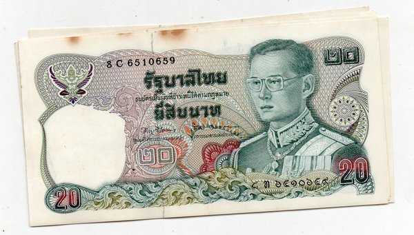 BL2435 Per 1 Lembar Thailand 20 baht Lama Ada Bekas Flek K