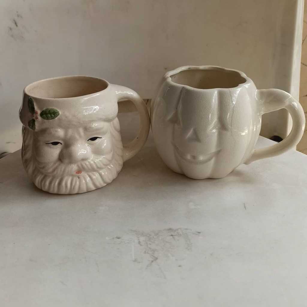 Gelas lucu motif ukir santa dan labuh hellowen