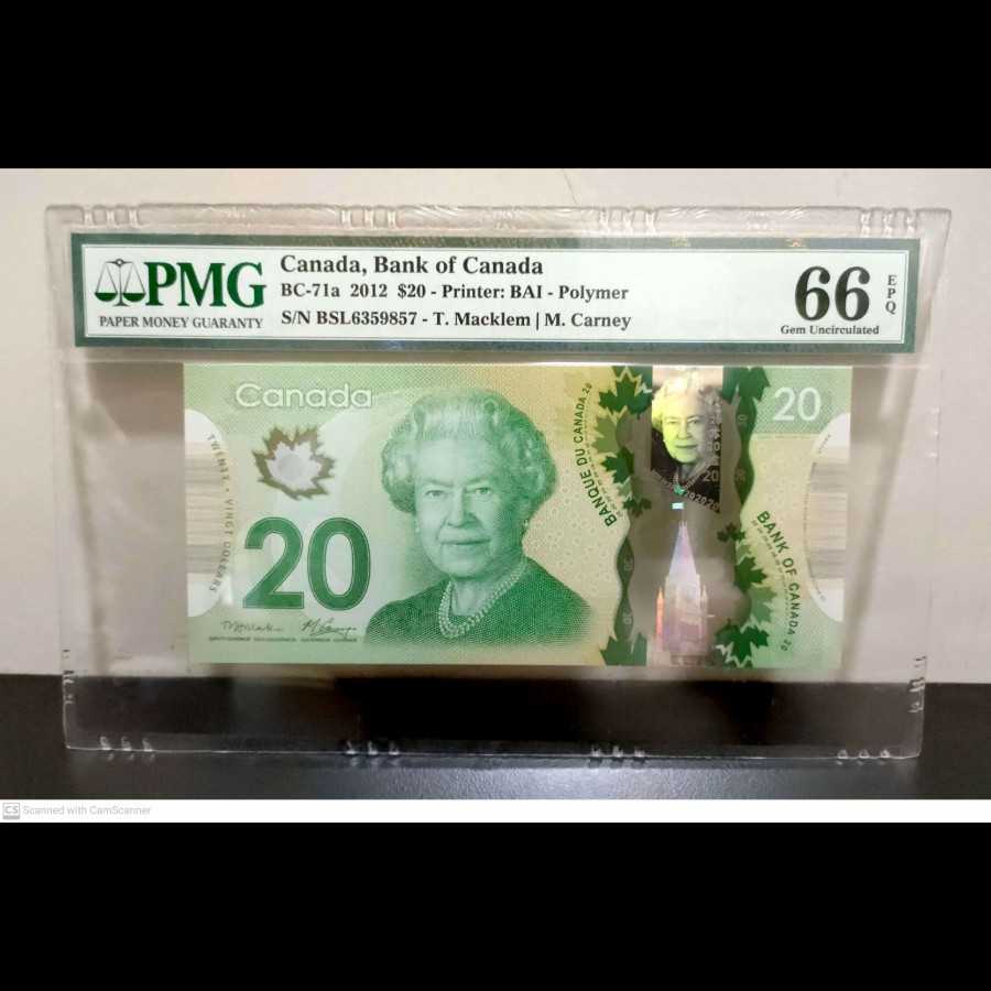 Canada 20 Dollars Queen Elizabeth Polymer UNC PMG 66 EPQ
