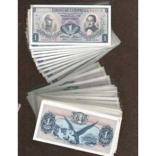 BL 1307 Colombia 1 Peso Oro 1974 UNC Flek Mulus Per 1 lembar