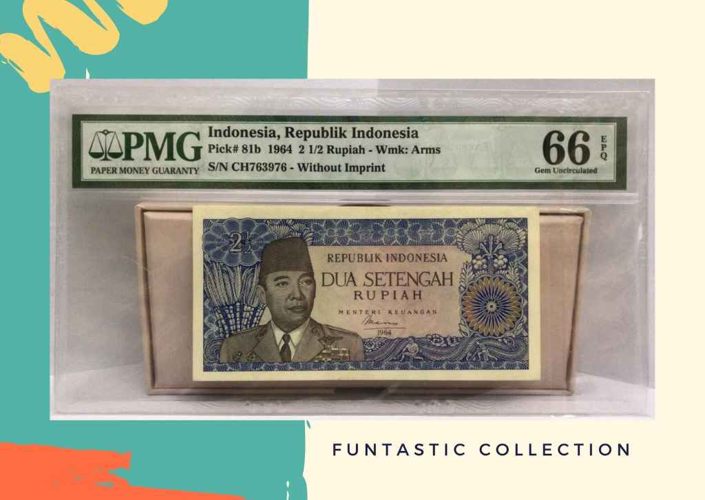 Uang Kuno Indonesia 2 1/2 Rupiah Ir. Soekarno PMG 66