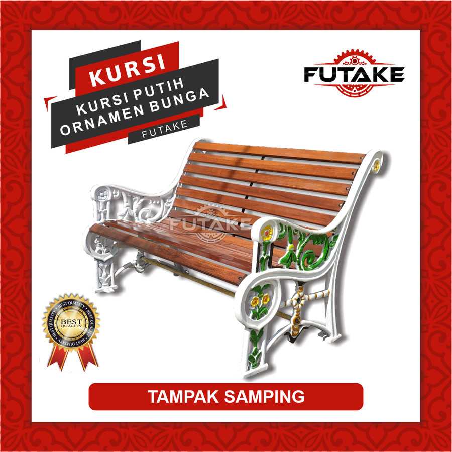 KURSI MOTIF BUNGA PUTIH - KURSI TROTOAR - KURSI TERAS - KURSI TUNGGU