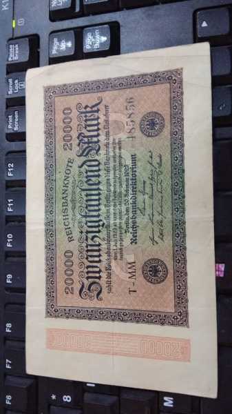 BL 1910 Jerman lama 20000 Mark tahun 1923 Bekas pakai Sesuai gambar