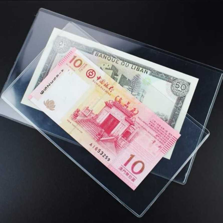 Plastik mika pelindung uang kertas perangko 160 x 80 mm