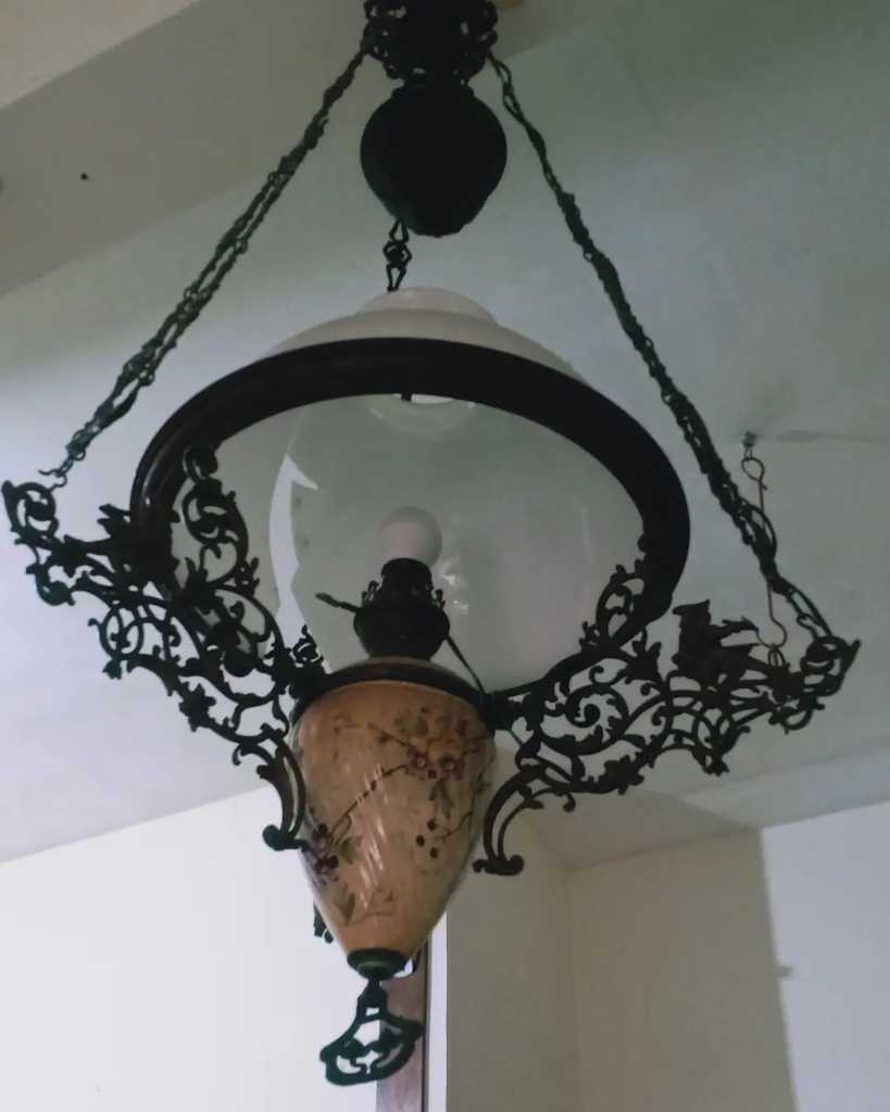 antique majolica chandelier flying witch model.. O.R.I.G.I.N.A.L