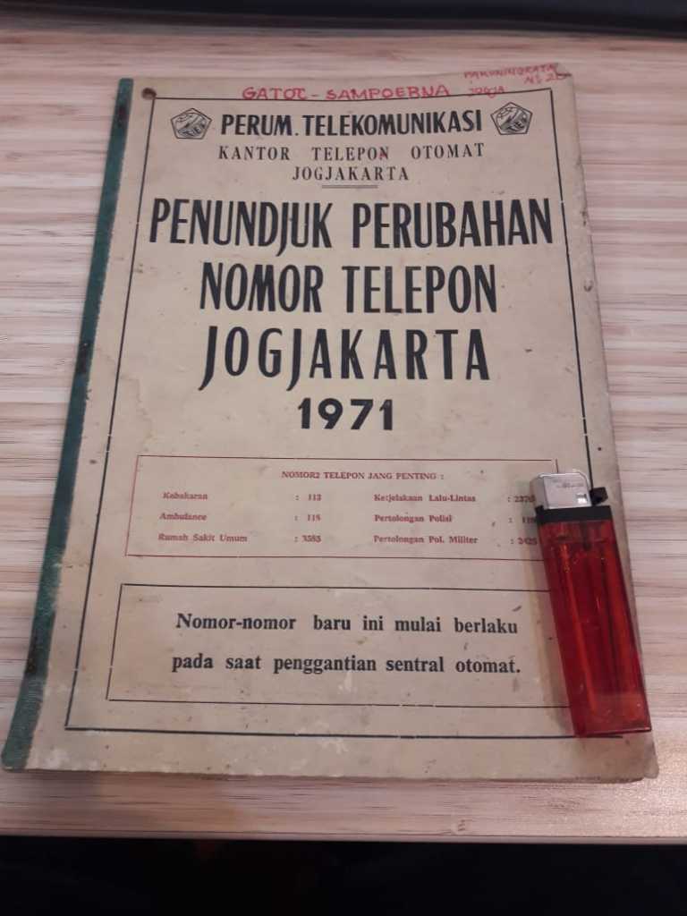 Buku Penundjuk Perubahan Nomor Telepon Jogjakarta Tahun 1971