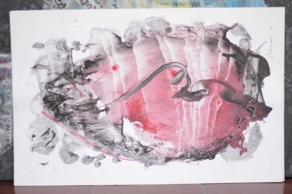 Lukisan akrilik ,tinta diatas kertas ( Kasmaran I )