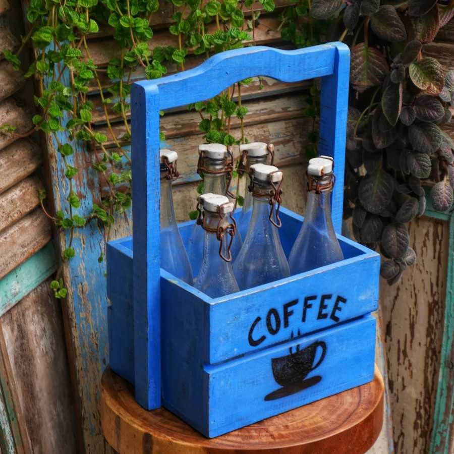 wadah tempat botol kayu unik vintage