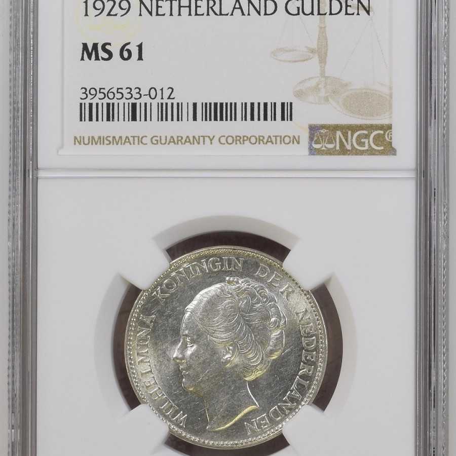 NGC MS 61 1929 netherland gulden silver coin koin perak