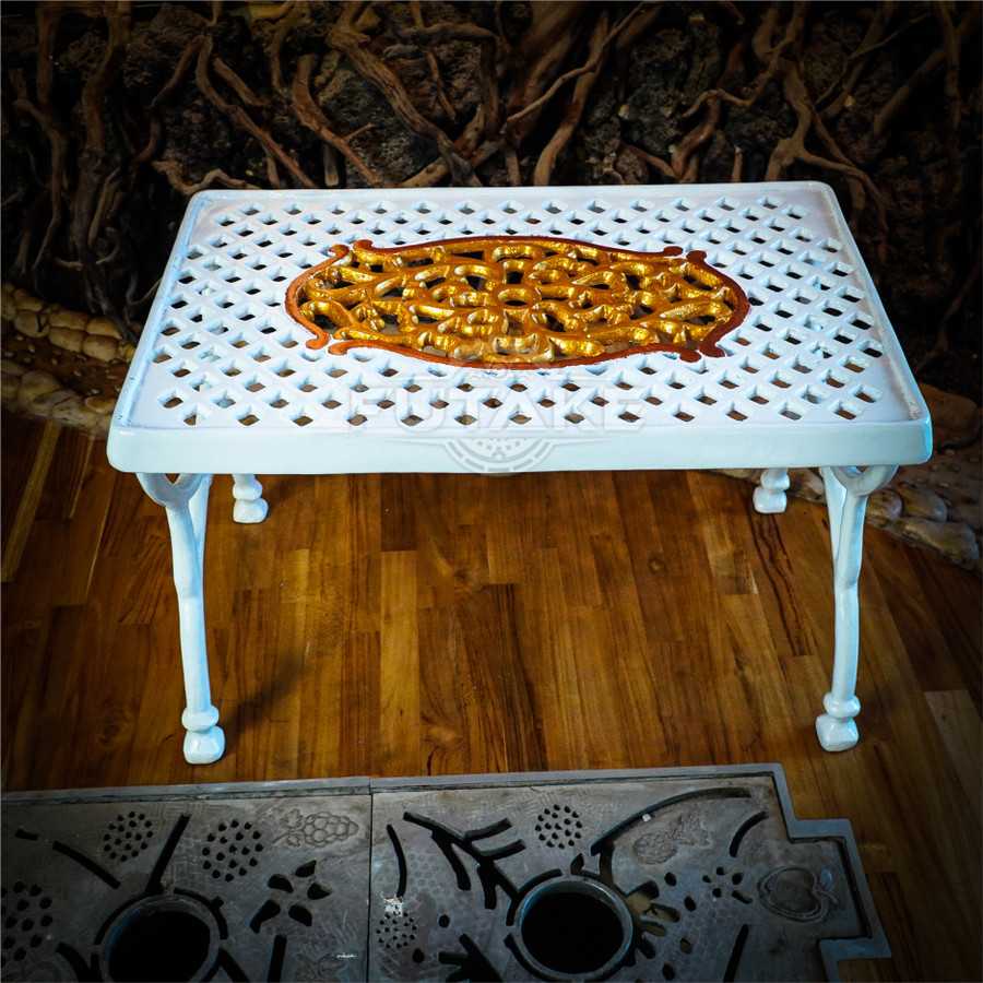 PROMO MEJA TAMAN MOTIF BUNGA - MEJA TERAS MURAH - SET MEJA ALUMUNIUM