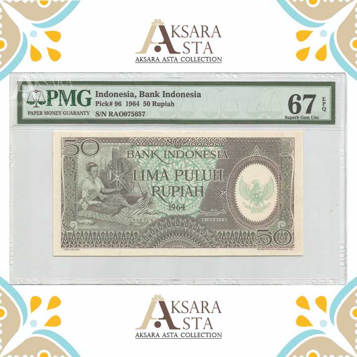 Uang Indonesia Rp. 50 Th 1964 PMG 67 EPQ