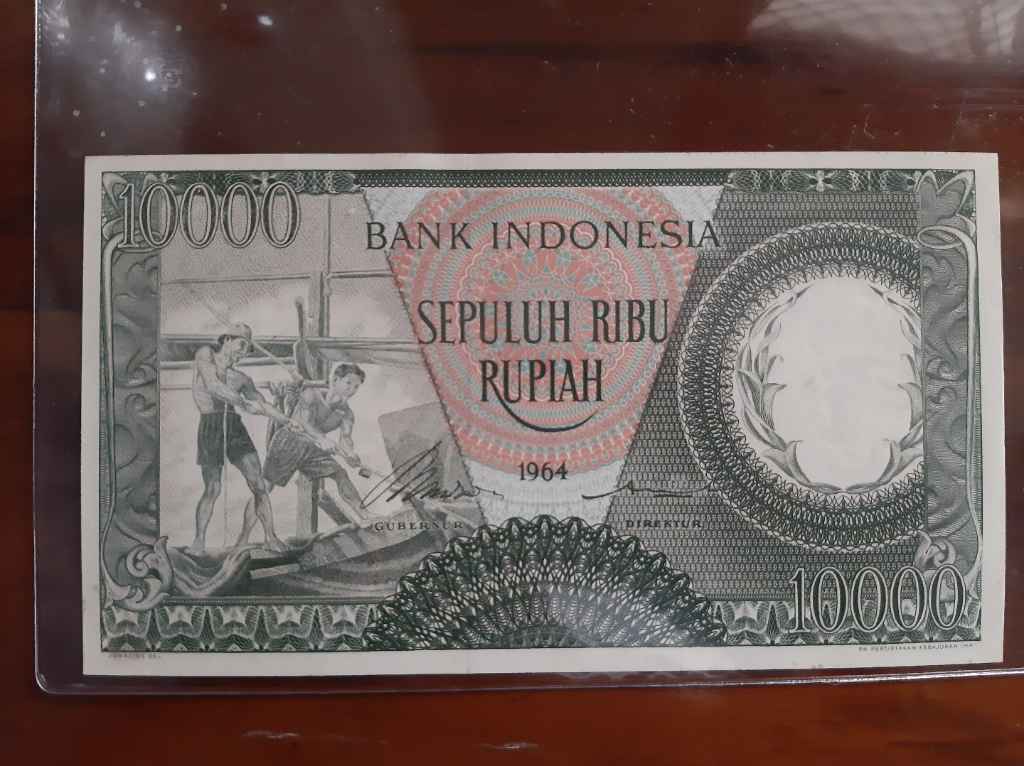 Uang kuno 10000 rupiah "pekerja" tahun 1964