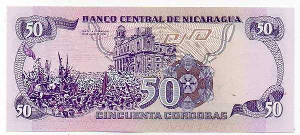 BL 394 NICARAGUA 50 Cordobas 1979 Pick 131 UNC Mulus Tidak lipat