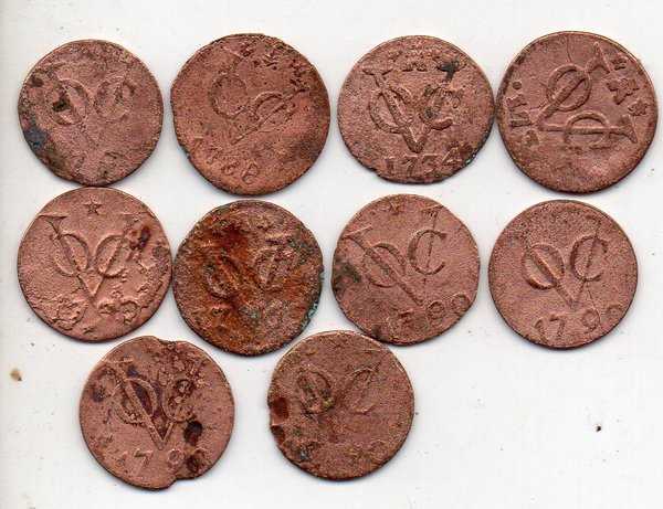 A2303 Lot 10 keping Koin VOC Kondisi Jelek Di Cuci Sesuai Gambar