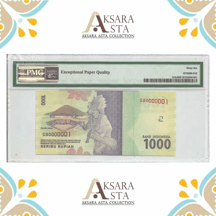 Low Number #000001 Rp 1000 Uang Indonesia Th 2016 PMG 66 EPQ