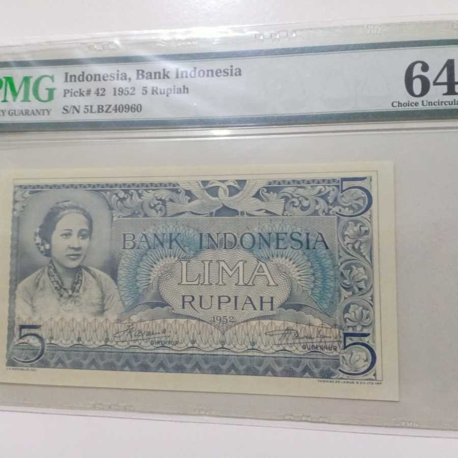 Pmg 64 epq . 1952 Rp 5 Seri Budaya