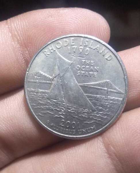 A 1970 Koin Quarter Dollar USA Negara Bagian Rhode Island 2001 Bekas Pakai Kondisi Sesuai Gambar