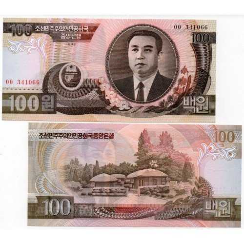 BL 1237 Korea Utara 100 Won tahun 1992 UNC Mulus Per 1 Lembar
