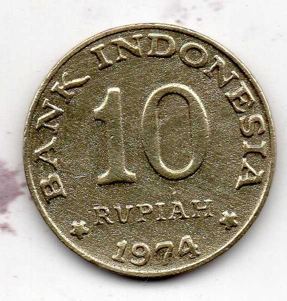 A677 Per1 Keping Koin Kuno 10 Rupiah tahun 1974 Sudah Di Cuci Siap Pake Mahar