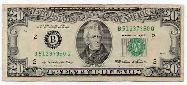 Bl 1504 Amerika - USA 20 Dollar Tahun 1985 Bekas pakai Sesuai Gambar