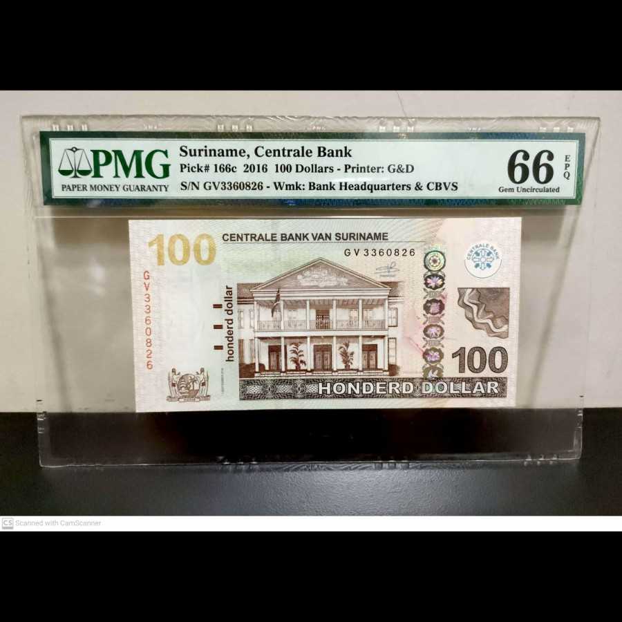 Suriname 100 Dollars UNC PMG 66 EPQ