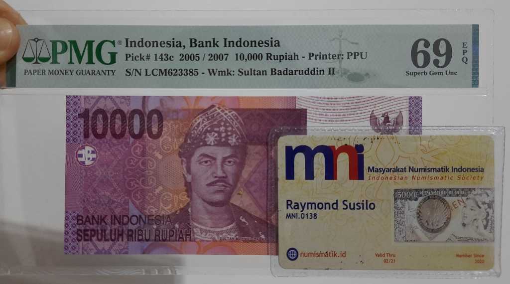 PMG69 EPQ 10000 Rupiah Sultan Badaruddin II 2005/2007 Top Pop 1 Of 2