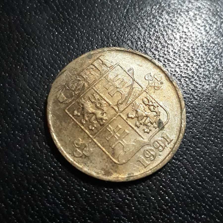 Czechoslovakia - 1 Koruna 1991 : Koin / Asing / Kuno