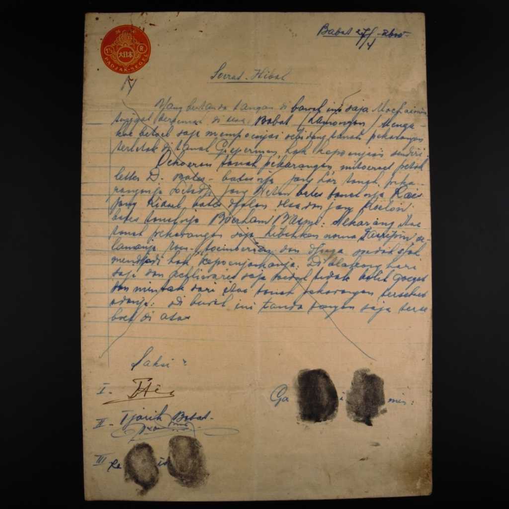 Koleksi Dokumen Tulis Tangan Pemerintahan Hindia Belanda Surat Hibah Wilayah Babat Surabaya Tanggal 24 April 1926