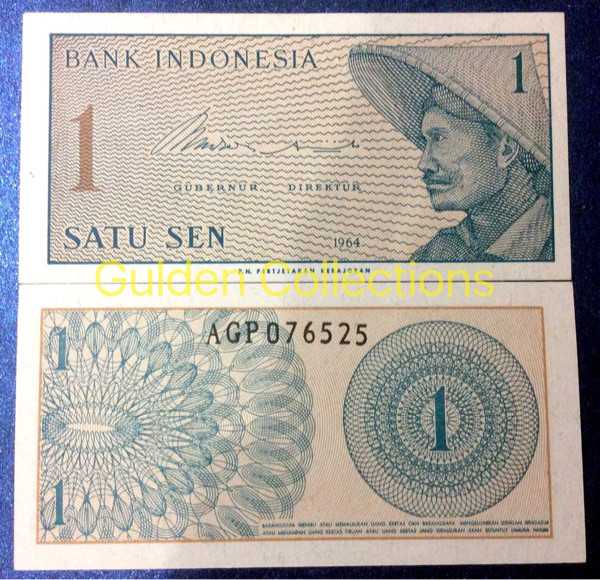 uang kuno 1 sen seri sukarelawan tahun 1964 UNC