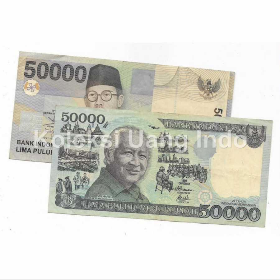 uang kuno 50000 beda generasi