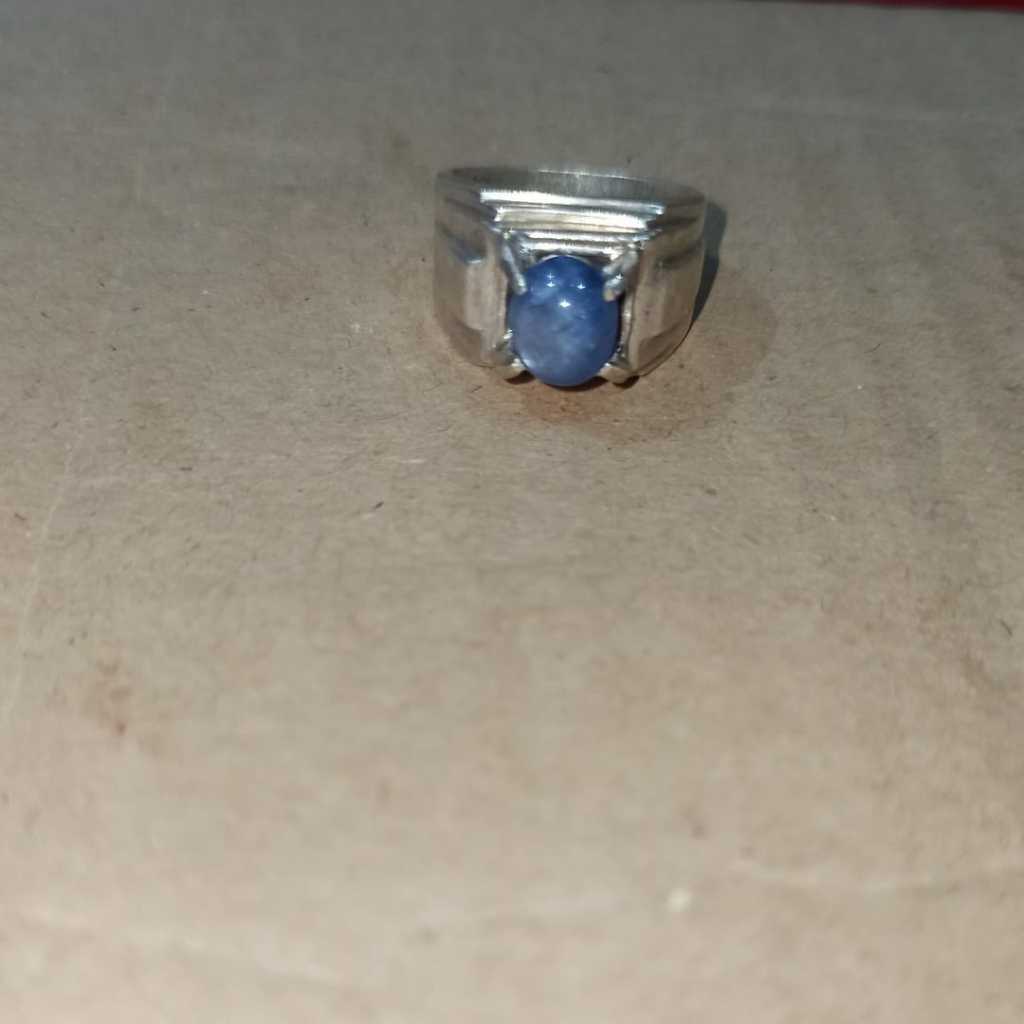 Cincin Batu permata blue safir laut
