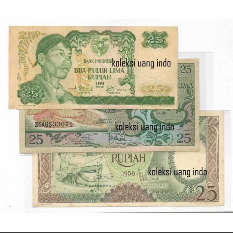 uang kuno set 25 rupiah beda generasi gress