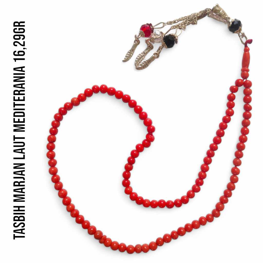 Tasbih Marjan Corallium Rubrum Asli Laut Mediterania 16,29 Gram